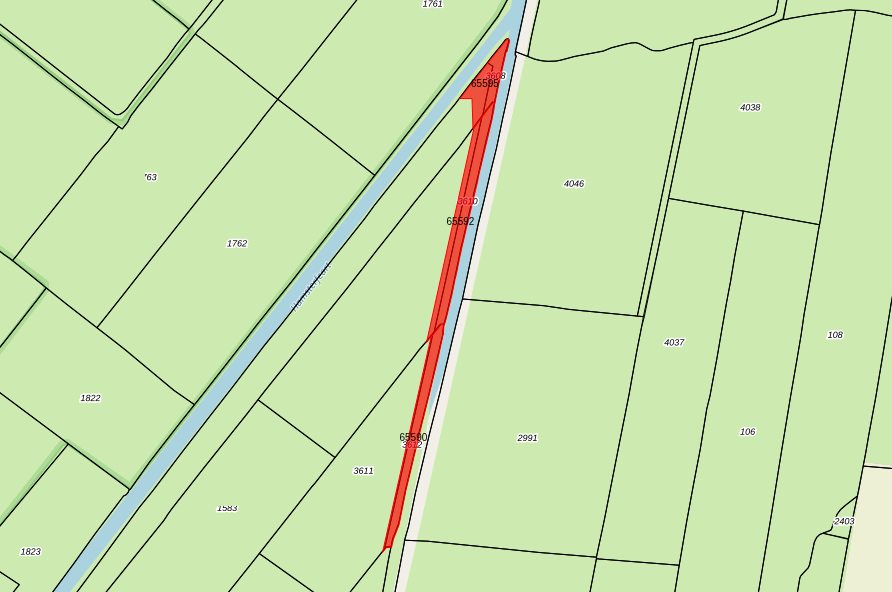 Bovenaanzicht van het aangeboden perceel.