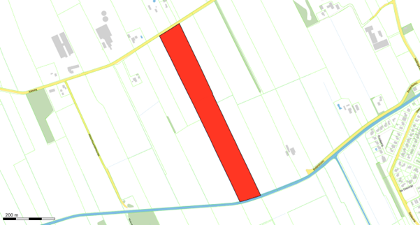 Bovenaanzicht van het aangeboden perceel.