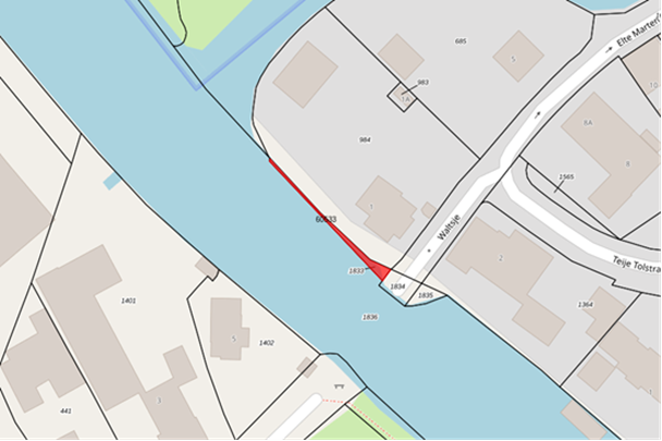Bovenaanzicht van het aangeboden perceel.