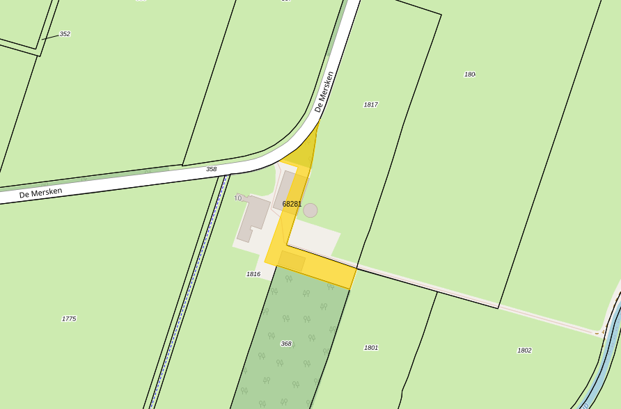 Bovenaanzicht van het aangeboden perceel.
