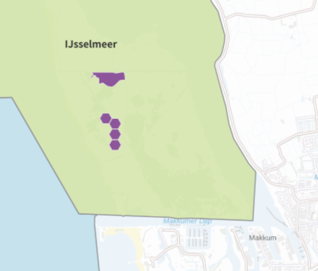 Op deze kaart wordt met hexagonen stikstofgevoelige habitattypen toegevoegd.