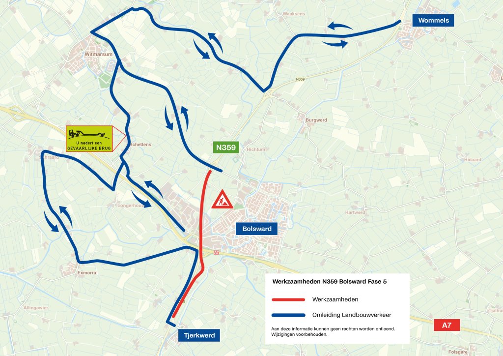 Omleidingskaart fase 5 landbouwverkeer