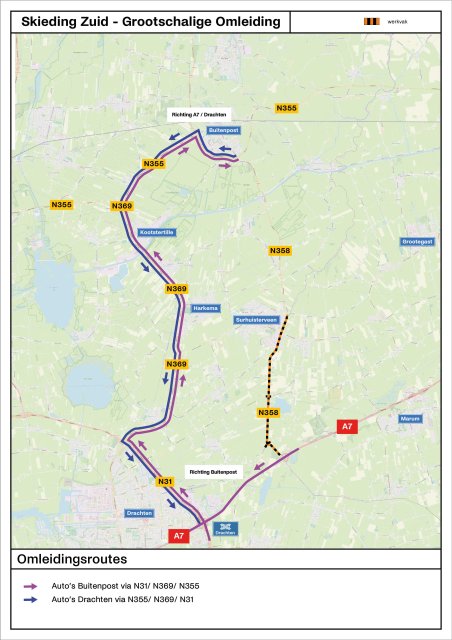 Routekaartje waar de adviesroute op aangegeven wordt.