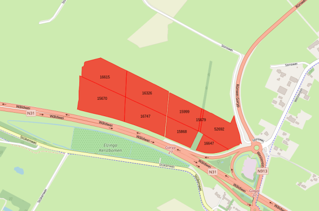 Schematisch bovenaanzicht van de percelen