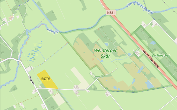 schematisch bovenaanzicht van het perceel