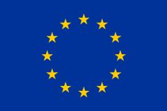 Eu-vlag: blauwe achtergrond met 12 gele sterren