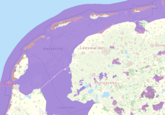 Kaart van Fryslân waar de Natura 2000 gebieden op aangegeven staan.