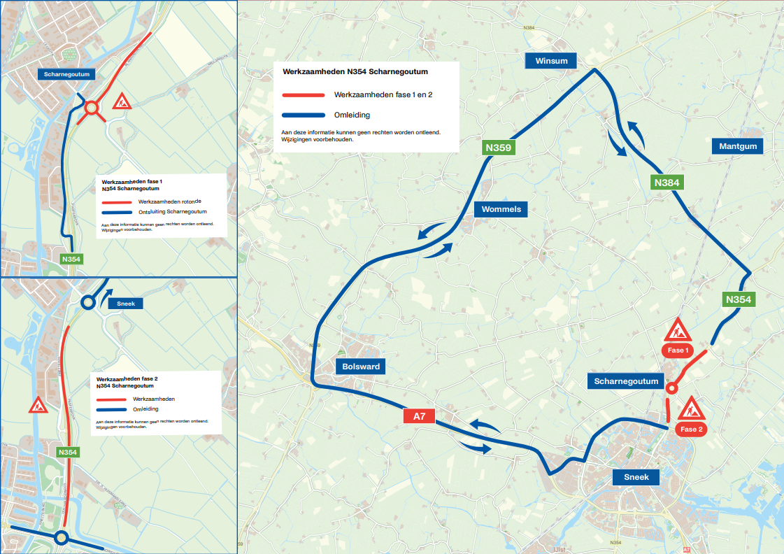 Overzichtskaart waar de stremming en de omleiding plaats vinden.
