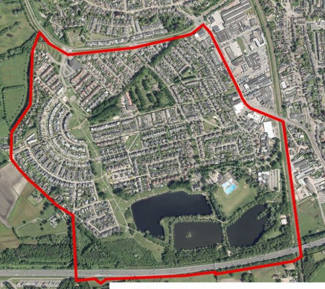 De wijk Genoenhuis van uit de lucht