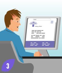 Man achter zijn computer. Zoekt op de website van de gemeente naar betrouwbare rioolverstoppingsorganisaties.