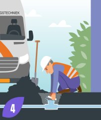 De aannemer is op zoek naar het ontstoppingsstuk