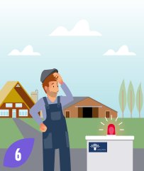 Man in het buitengebied staat bij de schakelkast en ziet dat de lamp brandt.