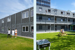 Voorbeeld van units die als woningen dienen voor AMV'ers
