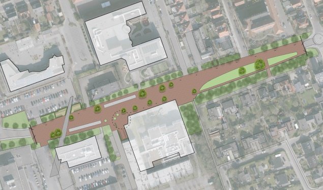 plattegrond van Koningin Julianaweg met verplaatsing bushalte
