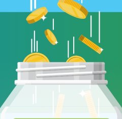 munten komen in pot, symbolisch voor inkomsten.