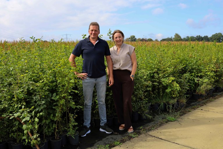Eigenaren van Bolbaan Kwekerij: Pieter en Sarah Maes