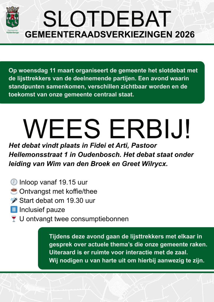 uitnodiging slotdebat gemeenteraadsverkiezingen 2026