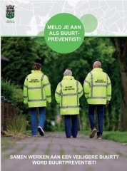 Poster met oproep om je aan te melden als buurtpreventist