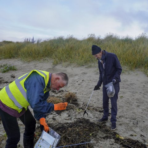 Rommelrinners aan het werk op het Harlinger strand