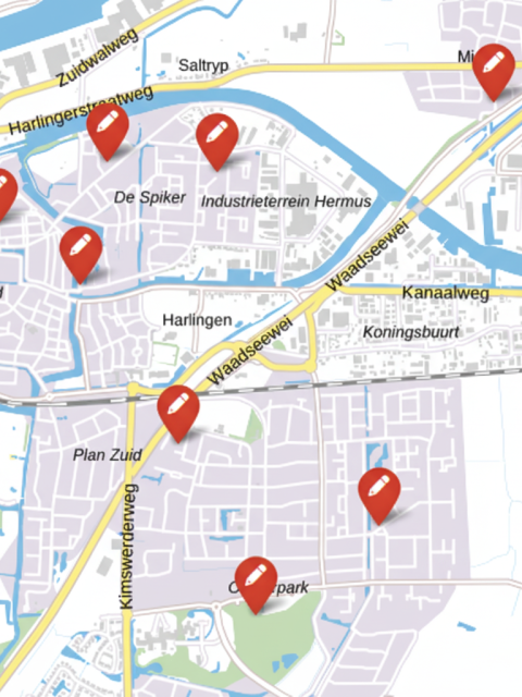 Kaart met stembureaus Tweede Kamerverkiezing
