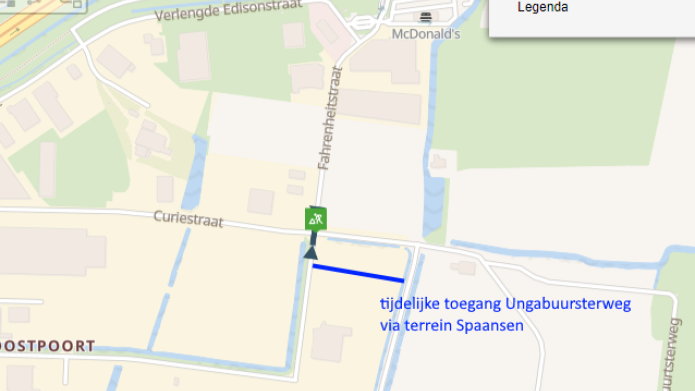 Google maps afbeelding van de Kruising Curiestraat Fahrenheitstraat