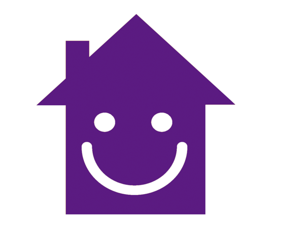 icon of a purple smiling house
