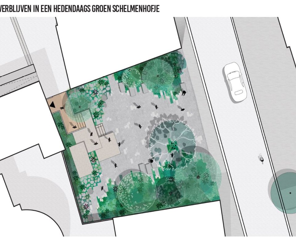 Treffen und Genießen in einem modernen Schelmenhofje
