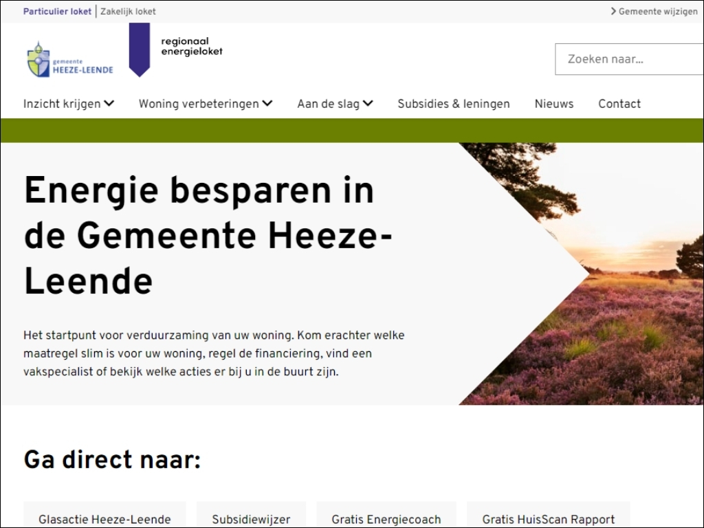 Afbeelding website Energieloket Heeze-Leende particulier