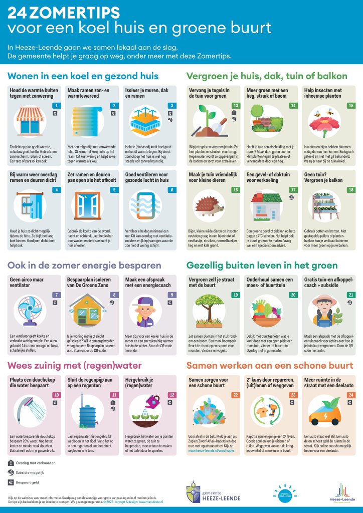 Flyer met 24 zomertips voor een koel huis en groene buurt