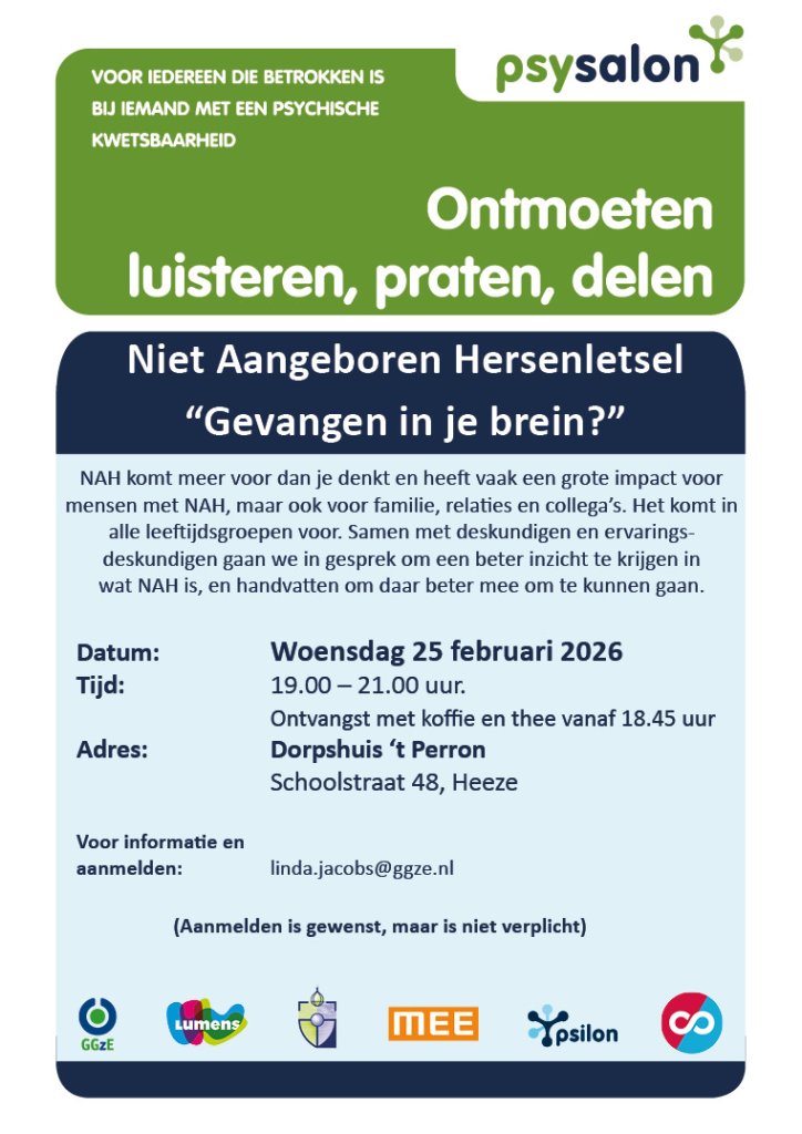 Flyer psysalon met bovenstaande, praktische informatie