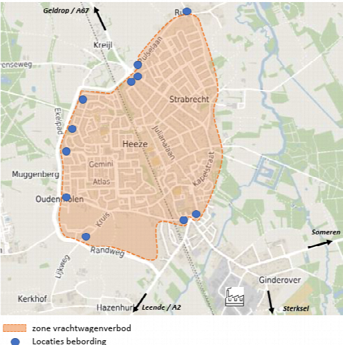 Kaart van de vrachtverkeer vrije zone