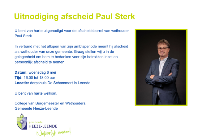 Afbeelding van de flyer met de uitnodiging voor het afscheid