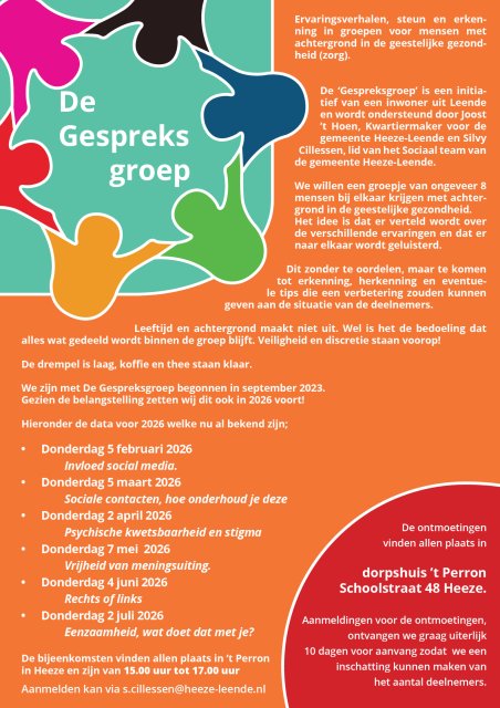 Poster met beschrijving over De Gespreksgroep
