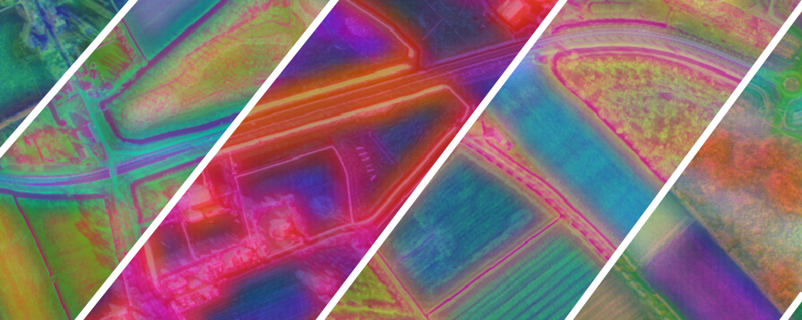 Satellietbeelden met neon markeringen