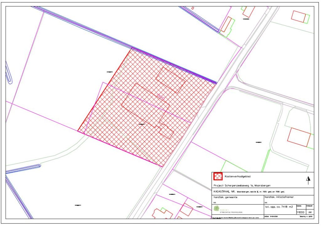 Kadastrale kaart projectgebied Scherpenzeelseweg 1a Maarsbergen