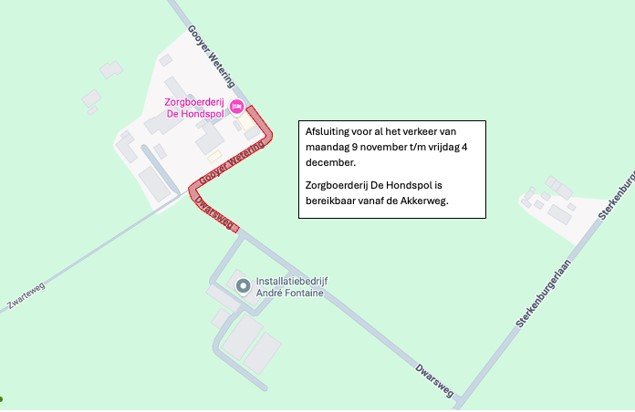 Kaartje met daarop de plaats van de afsluiting van de Gooyer Wetering bij de Hondspol vanaf 9 november