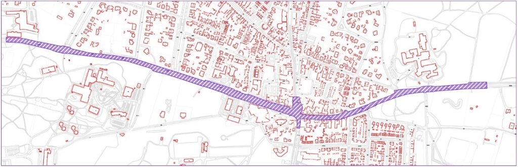 Kaartje met daarop de ligging van de Dorpsstraat in Doorn