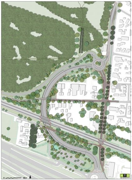 Kaartje met nieuwe centrumroute Maarsbergen