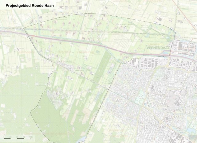 Kaartje projectgebied Roode Haan
