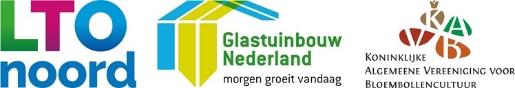 Logos of LTO Noord, Glastuinbouw Nederland, and KAVB