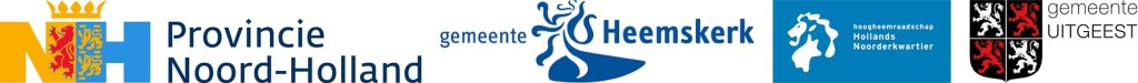 Logos of the Province of North Holland, the Municipality of Heemskerk, HHNK, and the Municipality of Uitgeest