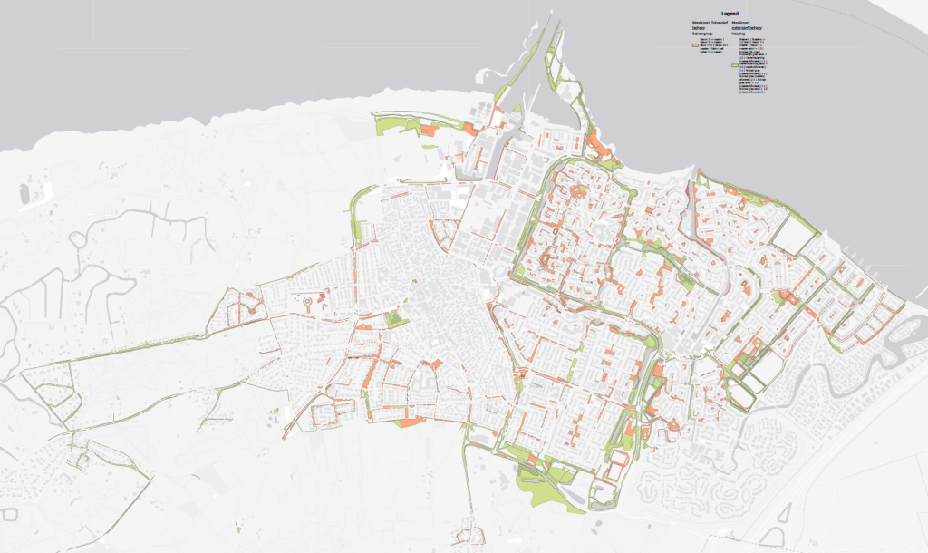 Kaart van gemeente Huizen die aangeeft waar intensief en extensief wordt gemaaid.