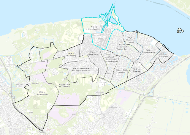 Kaart van de wijk Havengebied in gemeente Huizen