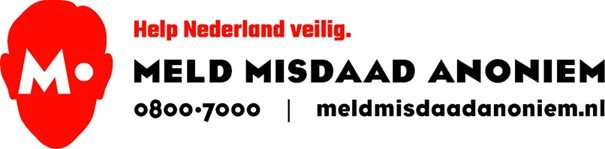 Banner met tekst: Help Nederland veilig. Meld Misdaad Anoniem: 0800-7000, meldmisdaadanoniem.nl