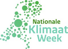 Contour van Nederland in groene kleur met de tekst: Nationale Klimaatweek