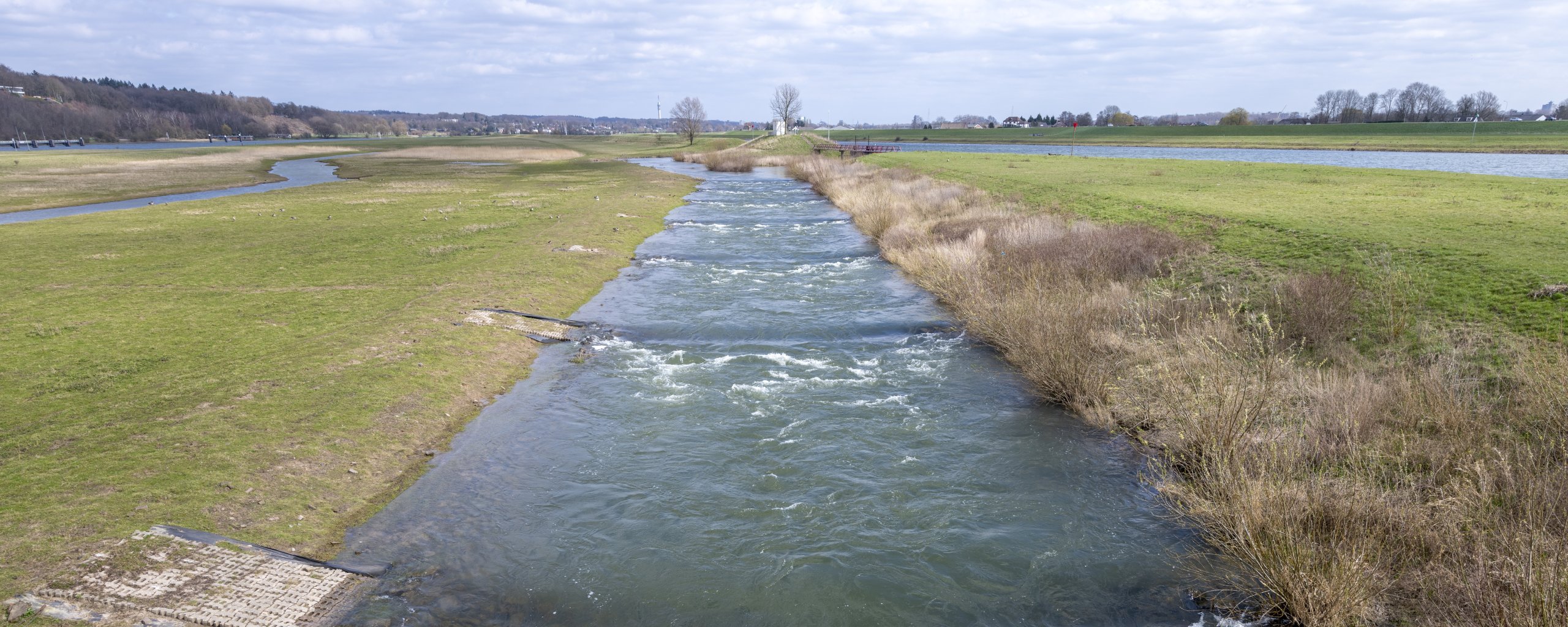 Vistrap in de Rijn bij stuw Driel