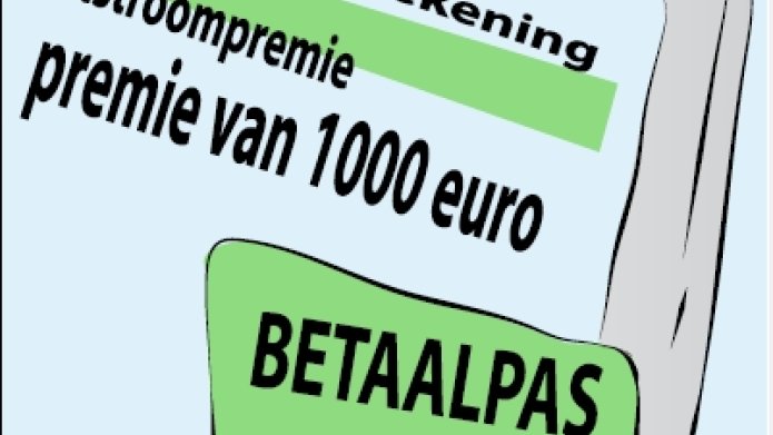 tekening: op de bankrekening is 1000 euro uitstroompremie bijgeschrevenn