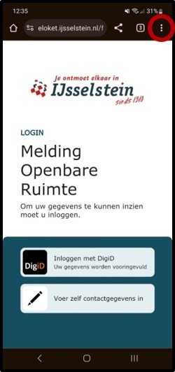 Melding maken met uw smartphone - Android - Chrome - stap 1
