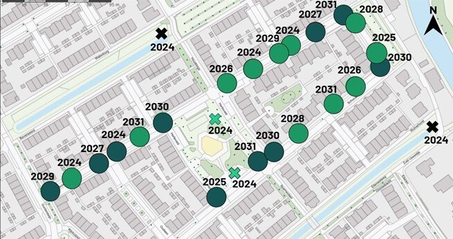 Schonauwen - Kaart van de bomen