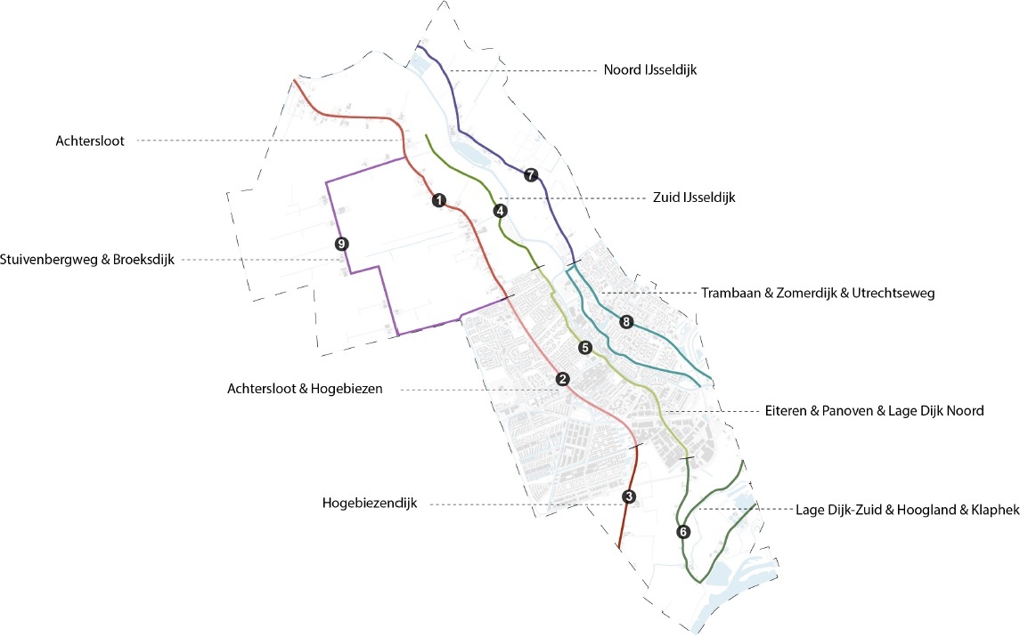 Linten in IJsselstein: Achtersloot, Stuivenbergweg & Broeksdijk, Achtersloot & Hogenbiezen, Hogebiezendijk, Noord IJsseldijk, Zuid IJsseldijk, Trambaan & Zomerdijk & Utrechtseweg, Eiteren & Panoven & Lage Dijk Noord, Lage Dijk-Zuid & Hoogland & Klaphek